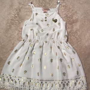 White/gold girls sun dress